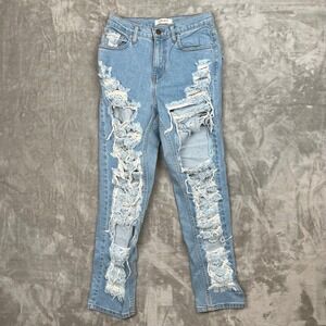 Vibrant Miu Light‎ Wash Distressed Ripped Skinny Jeans Womens Size 5 W26